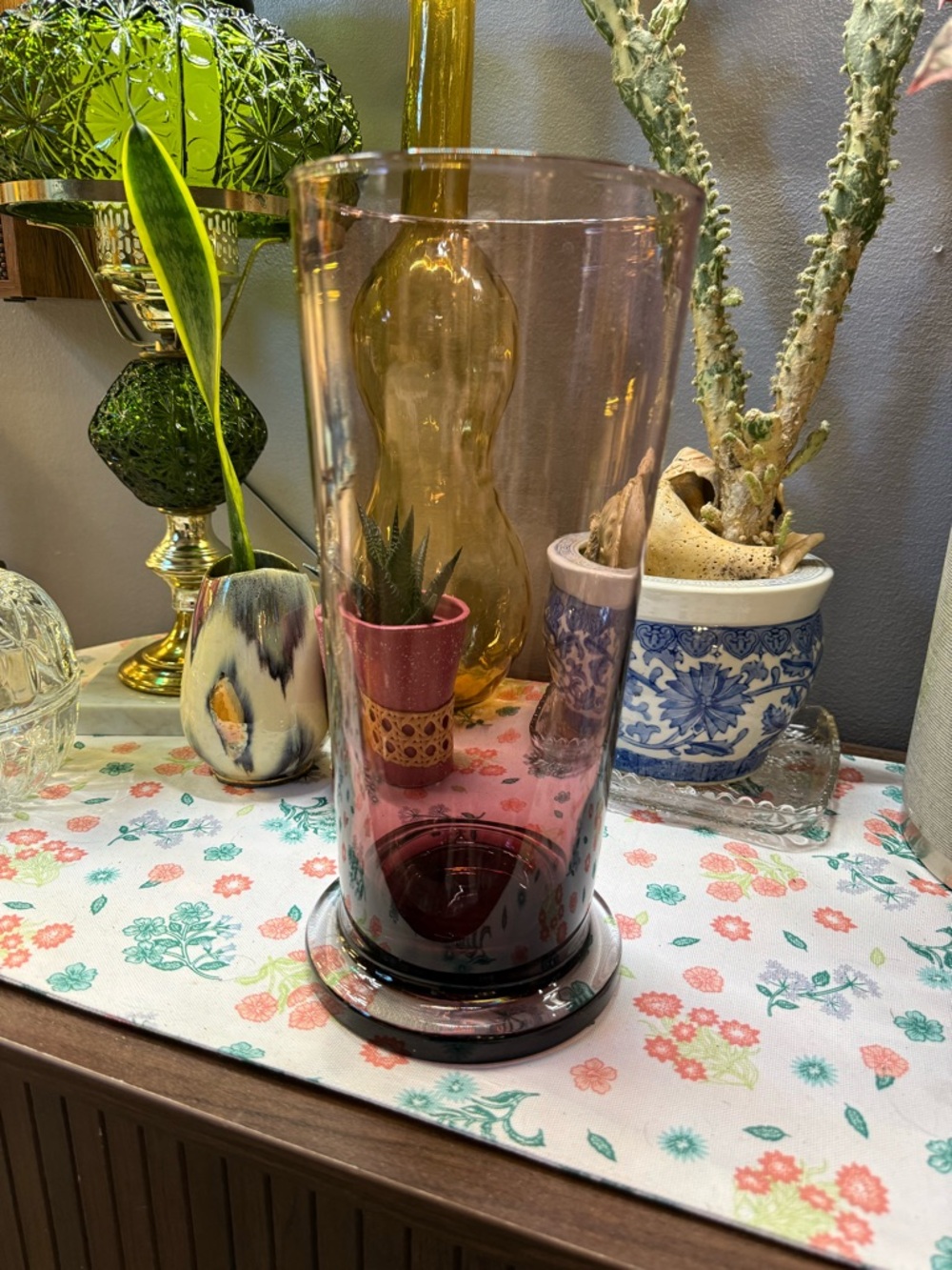 PurpleBlown glass Tall Glass Decorative Vase - Unknown Brand